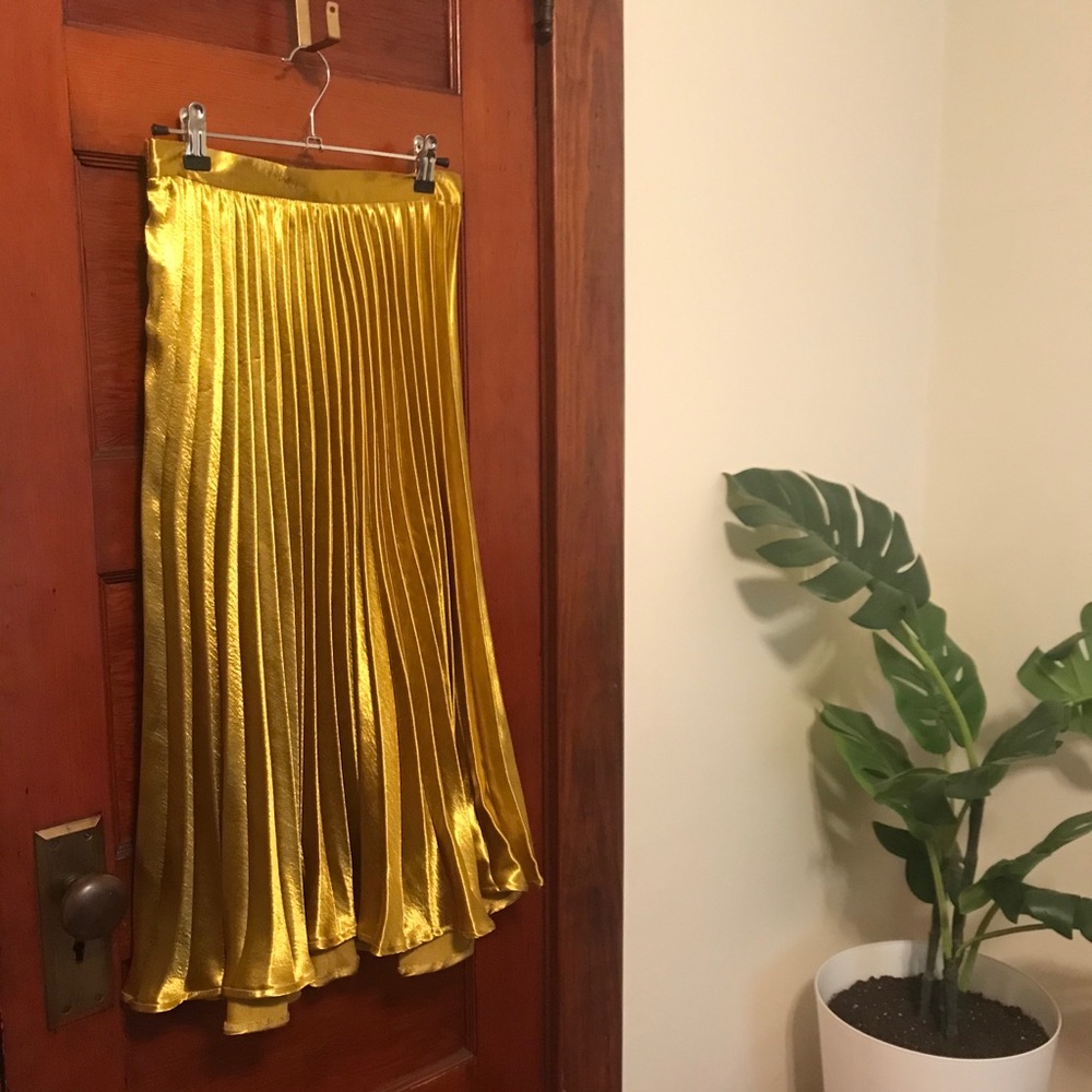 Pleated Metallic Skirt